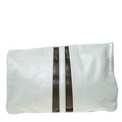 Marc by Marc Jacobs Light Grey/Brown Leather Magazine Fold Over Clutch