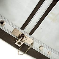 Marc by Marc Jacobs Light Grey/Brown Leather Magazine Fold Over Clutch