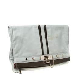 Marc by Marc Jacobs Light Grey/Brown Leather Magazine Fold Over Clutch