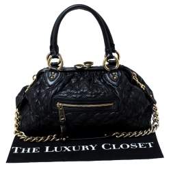 Pre Owned Marc Jacobs Black Quilted Leather Stam Shoulder Bag