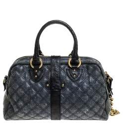 Pre Owned Marc Jacobs Black/Blue Quilted Leather Venetia Satchel