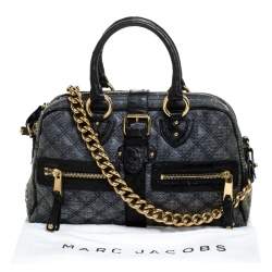 Pre Owned Marc Jacobs Black/Blue Quilted Leather Venetia Satchel