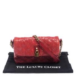 Pre Owned Marc Jacobs Red Quilted Leather Flap Padlock Shoulder Bag