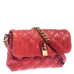 Pre Owned Marc Jacobs Red Quilted Leather Flap Padlock Shoulder Bag