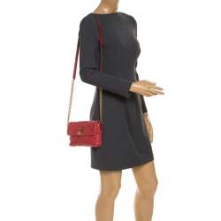 Pre Owned Marc Jacobs Red Quilted Leather Flap Padlock Shoulder Bag