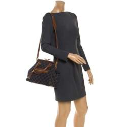 Pre Owned Marc Jacobs Blue/Tan Quilted Denim Mini Stam Satchel