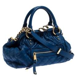 Pre Owned Marc Jacobs Blue Quilted Leather Stam Bag