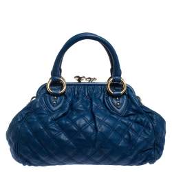 Pre Owned Marc Jacobs Blue Quilted Leather Stam Bag