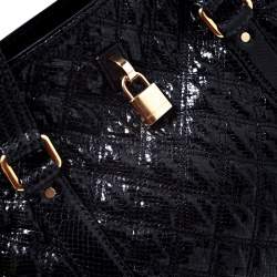 Marc Jacobs Black Quilted Snakeskin Embossed Coated Canvas Tote