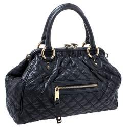 Pre Owned Marc Jacobs Black Quilted Leather Stam Satchel