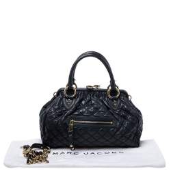 Pre Owned Marc Jacobs Black Quilted Leather Stam Satchel