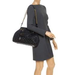 Pre Owned Marc Jacobs Black Quilted Leather Stam Satchel
