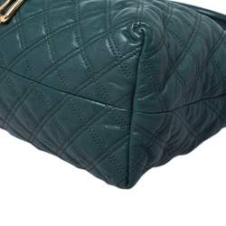 Pre Owned Marc Jacobs Dark Green Quilted Leather Bruna Belted Tote