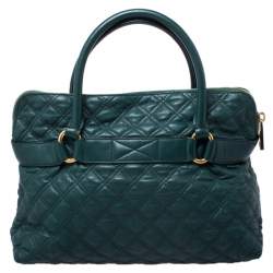 Pre Owned Marc Jacobs Dark Green Quilted Leather Bruna Belted Tote