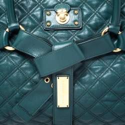 Pre Owned Marc Jacobs Dark Green Quilted Leather Bruna Belted Tote