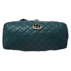 Pre Owned Marc Jacobs Dark Green Quilted Leather Bruna Belted Tote