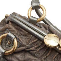 Marc Jacobs Grey/Silver Quilted Leather Stam Shoulder Bag