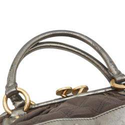 Marc Jacobs Grey/Silver Quilted Leather Stam Shoulder Bag