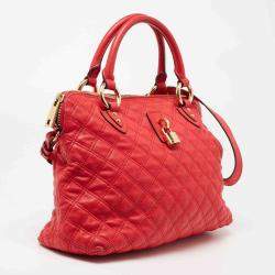 Marc Jacobs Coral Red Quilted Leather Rio Satchel