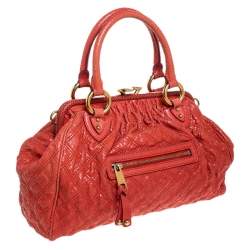 Marc Jacobs Orange Snake Skin Embossed Leather Stam Satchel