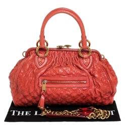 Marc Jacobs Orange Snake Skin Embossed Leather Stam Satchel