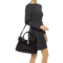 Pre Owned Marc Jacobs Black Quilted Snake Skin Embossed Leather Tote