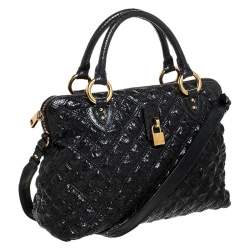 Pre Owned Marc Jacobs Black Quilted Snake Skin Embossed Leather Tote