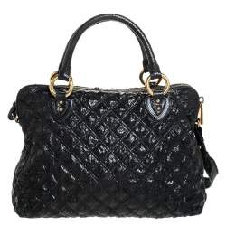 Pre Owned Marc Jacobs Black Quilted Snake Skin Embossed Leather Tote