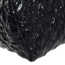 Pre Owned Marc Jacobs Black Quilted Snake Skin Embossed Leather Tote