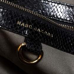 Pre Owned Marc Jacobs Black Quilted Snake Skin Embossed Leather Tote