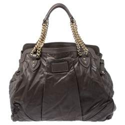 Pre Owned Marc Jacobs Khaki Mix Quilted Leather Classic East-West Tote 