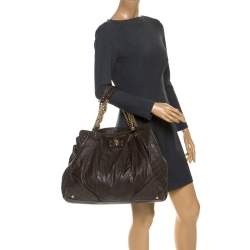 Pre Owned Marc Jacobs Khaki Mix Quilted Leather Classic East-West Tote 