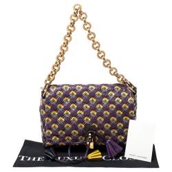 Pre Owned Marc Jacobs Purple Printed Leather Misfit Flap Shoulder Bag