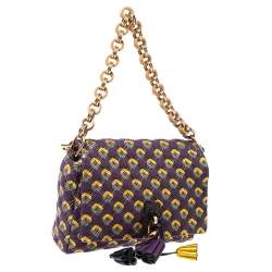Pre Owned Marc Jacobs Purple Printed Leather Misfit Flap Shoulder Bag