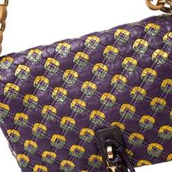 Pre Owned Marc Jacobs Purple Printed Leather Misfit Flap Shoulder Bag
