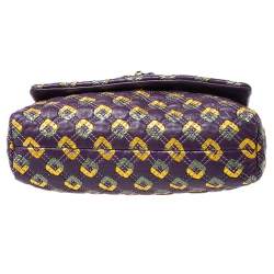 Pre Owned Marc Jacobs Purple Printed Leather Misfit Flap Shoulder Bag