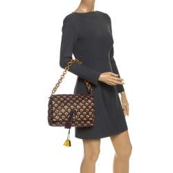 Pre Owned Marc Jacobs Purple Printed Leather Misfit Flap Shoulder Bag