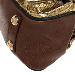 Pre Owned Marc Jacobs Gold Snakeskin Stam Satchel