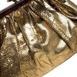 Pre Owned Marc Jacobs Gold Snakeskin Stam Satchel