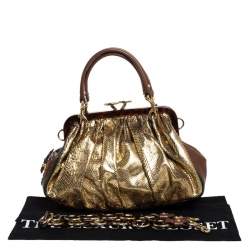 Pre Owned Marc Jacobs Gold Snakeskin Stam Satchel