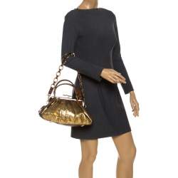 Pre Owned Marc Jacobs Gold Snakeskin Stam Satchel