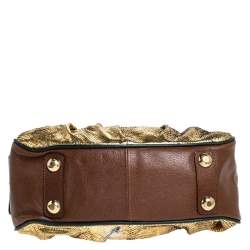 Pre Owned Marc Jacobs Gold Snakeskin Stam Satchel