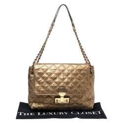 Pre Owned Marc Jacobs Metallic Gold Quilted Leather Flap Shoulder Bag
