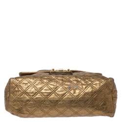 Pre Owned Marc Jacobs Metallic Gold Quilted Leather Flap Shoulder Bag