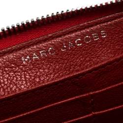 Marc Jacobs Red Studded Leather Zip Around Continental Wallet