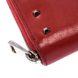 Marc Jacobs Red Studded Leather Zip Around Continental Wallet