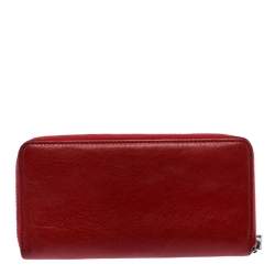 Marc Jacobs Red Studded Leather Zip Around Continental Wallet