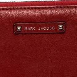 Marc Jacobs Red Studded Leather Zip Around Continental Wallet