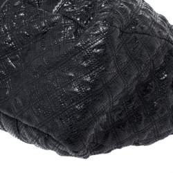 Marc Jacobs Black Quilted Snakeskin Embossed Leather Tote