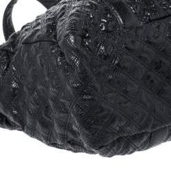 Marc Jacobs Black Quilted Snakeskin Embossed Leather Tote